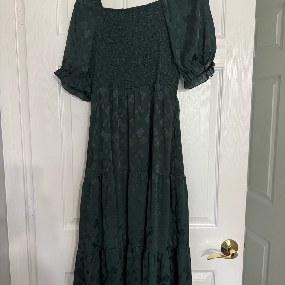 Chic Forest Green Long Sleeve Dress